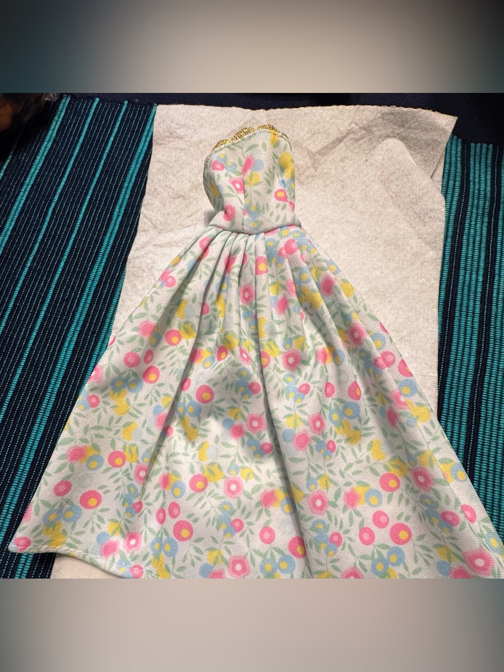 Barbie Floral Spring Dress Sleeveless Homemade Hand Crafted